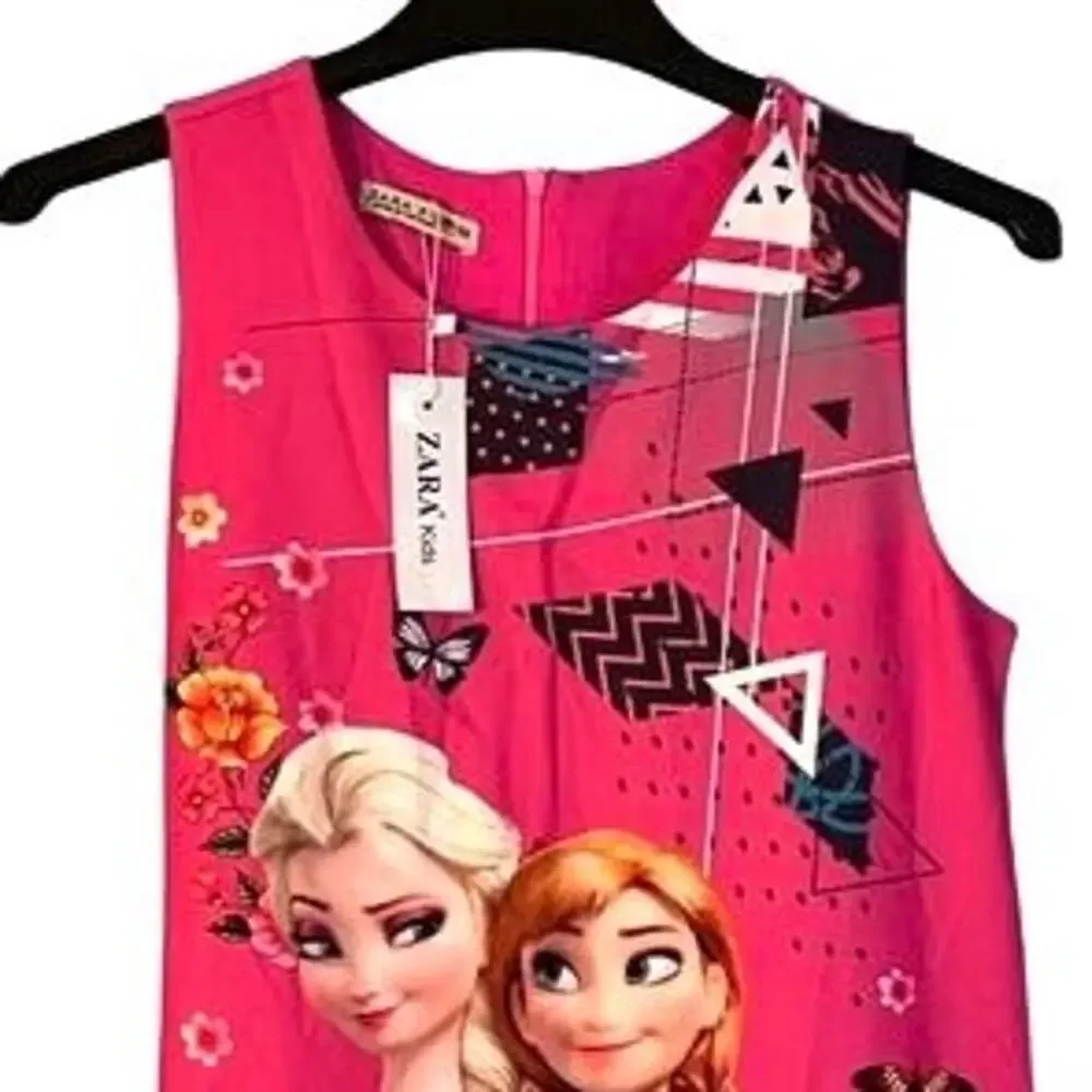 Zara Dress Girls Size M 10/12 Disney Frozen Elsa Anna Pink Sleeveless Pleats NWT